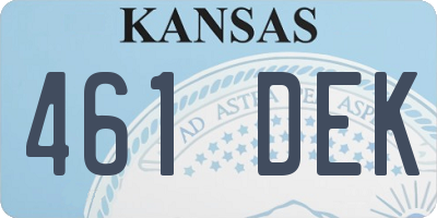 KS license plate 461DEK