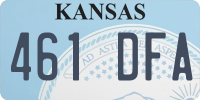 KS license plate 461DFA