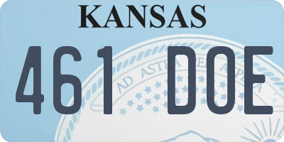 KS license plate 461DOE