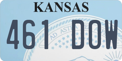 KS license plate 461DOW