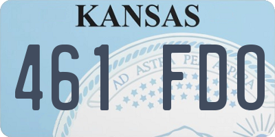 KS license plate 461FDO