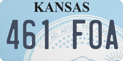 KS license plate 461FOA