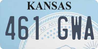 KS license plate 461GWA