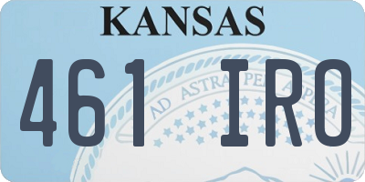 KS license plate 461IRO