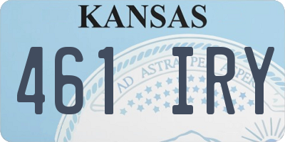 KS license plate 461IRY