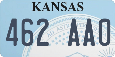 KS license plate 462AAO