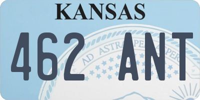 KS license plate 462ANT