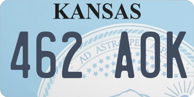 KS license plate 462AOK