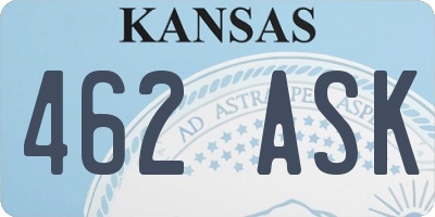 KS license plate 462ASK