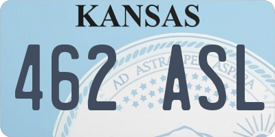 KS license plate 462ASL