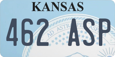 KS license plate 462ASP
