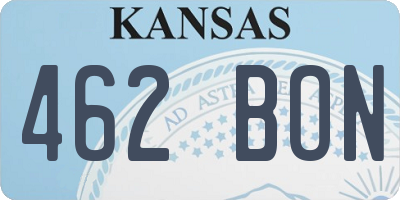 KS license plate 462BON
