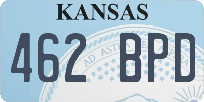 KS license plate 462BPD