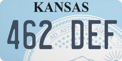 KS license plate 462DEF