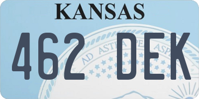 KS license plate 462DEK
