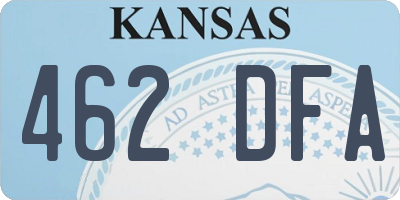 KS license plate 462DFA