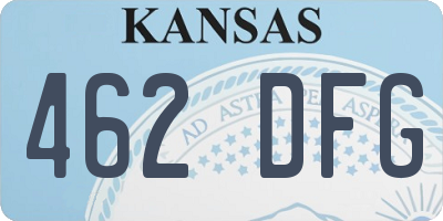 KS license plate 462DFG