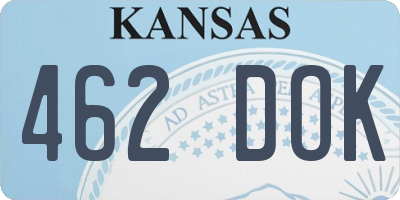 KS license plate 462DOK