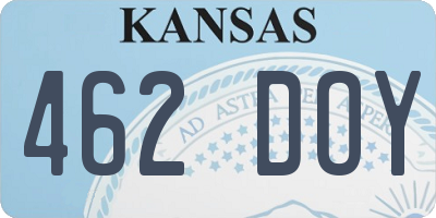 KS license plate 462DOY