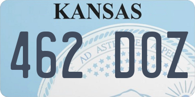 KS license plate 462DOZ