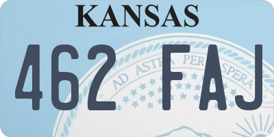 KS license plate 462FAJ