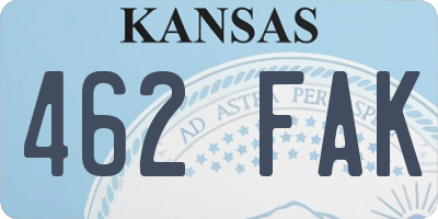 KS license plate 462FAK