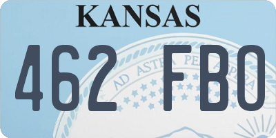 KS license plate 462FBO