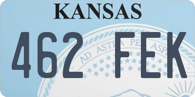 KS license plate 462FEK