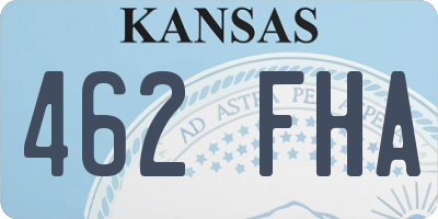 KS license plate 462FHA
