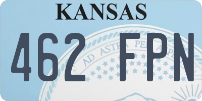 KS license plate 462FPN