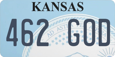 KS license plate 462GOD