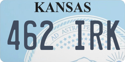 KS license plate 462IRK