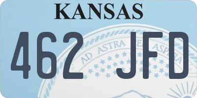 KS license plate 462JFD
