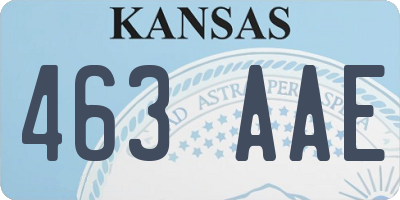 KS license plate 463AAE