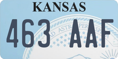 KS license plate 463AAF