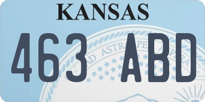 KS license plate 463ABD