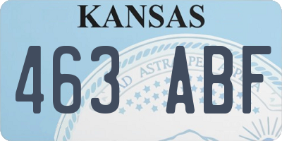 KS license plate 463ABF