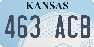 KS license plate 463ACB