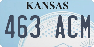 KS license plate 463ACM