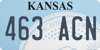 KS license plate 463ACN