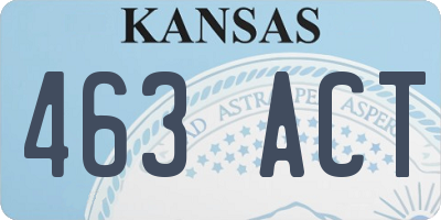 KS license plate 463ACT