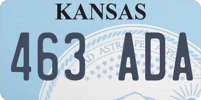 KS license plate 463ADA