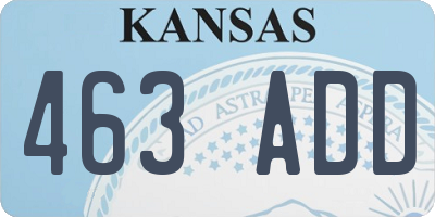 KS license plate 463ADD