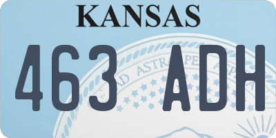KS license plate 463ADH