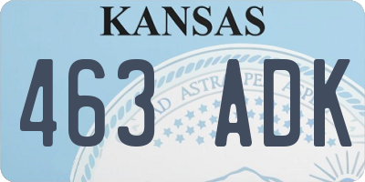 KS license plate 463ADK