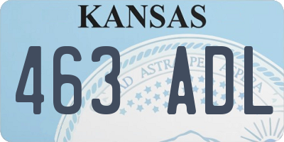 KS license plate 463ADL