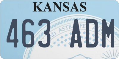 KS license plate 463ADM