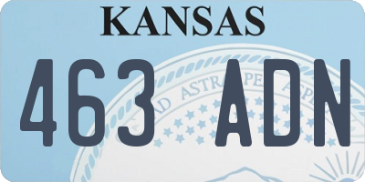 KS license plate 463ADN