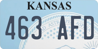 KS license plate 463AFD