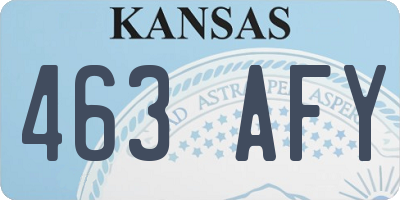 KS license plate 463AFY